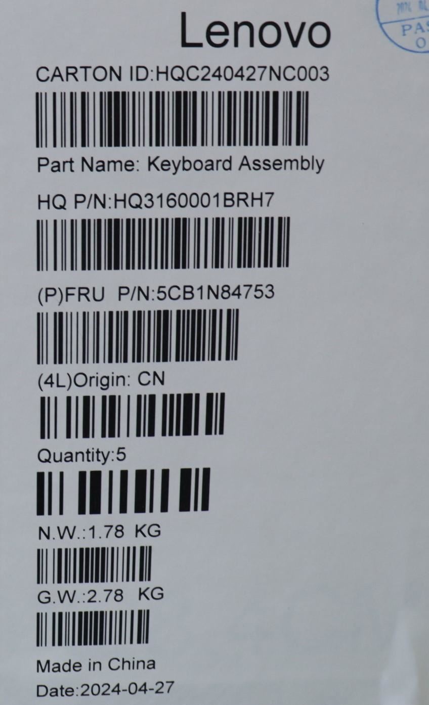 Lenovo Upper Case ASM BEL H 83E3 TT 5CB1N84753