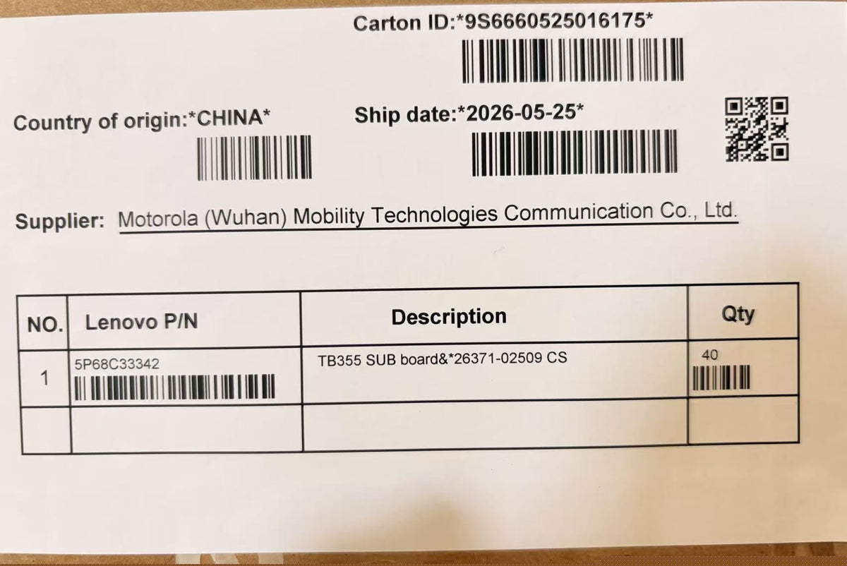 Lenovo TB355 SUB board&*26371-02509 CS Board 5P68C33342