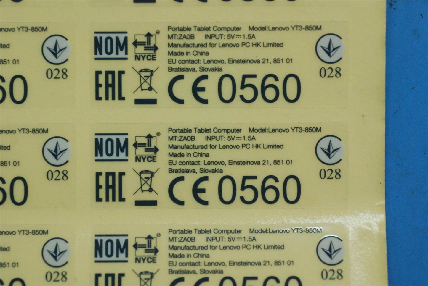 Lenovo YT3-850M MX/RU/UA Rating LBL&*70152398 5L18C03461
