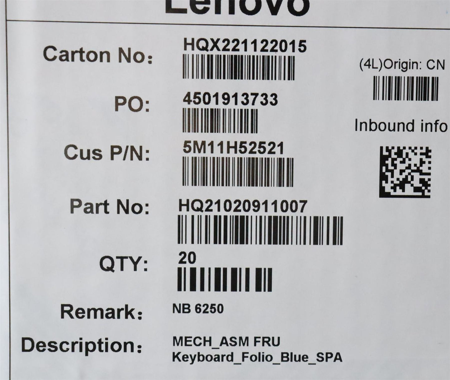 Lenovo 10w Dock Keyboard Folio Case Spanish Blue 5M11H52521