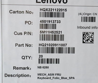 Lenovo 10w Dock Keyboard Folio Case Spanish Blue 5M11H52521