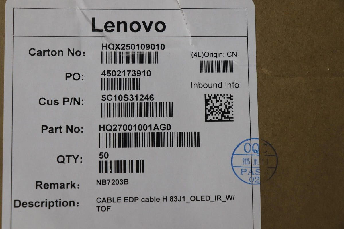 Lenovo H 83J1_OLED_IR_W/ TOF eDP IR Cable 5C10S31246