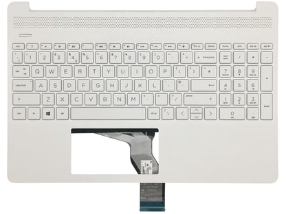 Genuine HP 15S-EQ 15S-FQ Palmrest Cover Keyboard UK White L91271-031