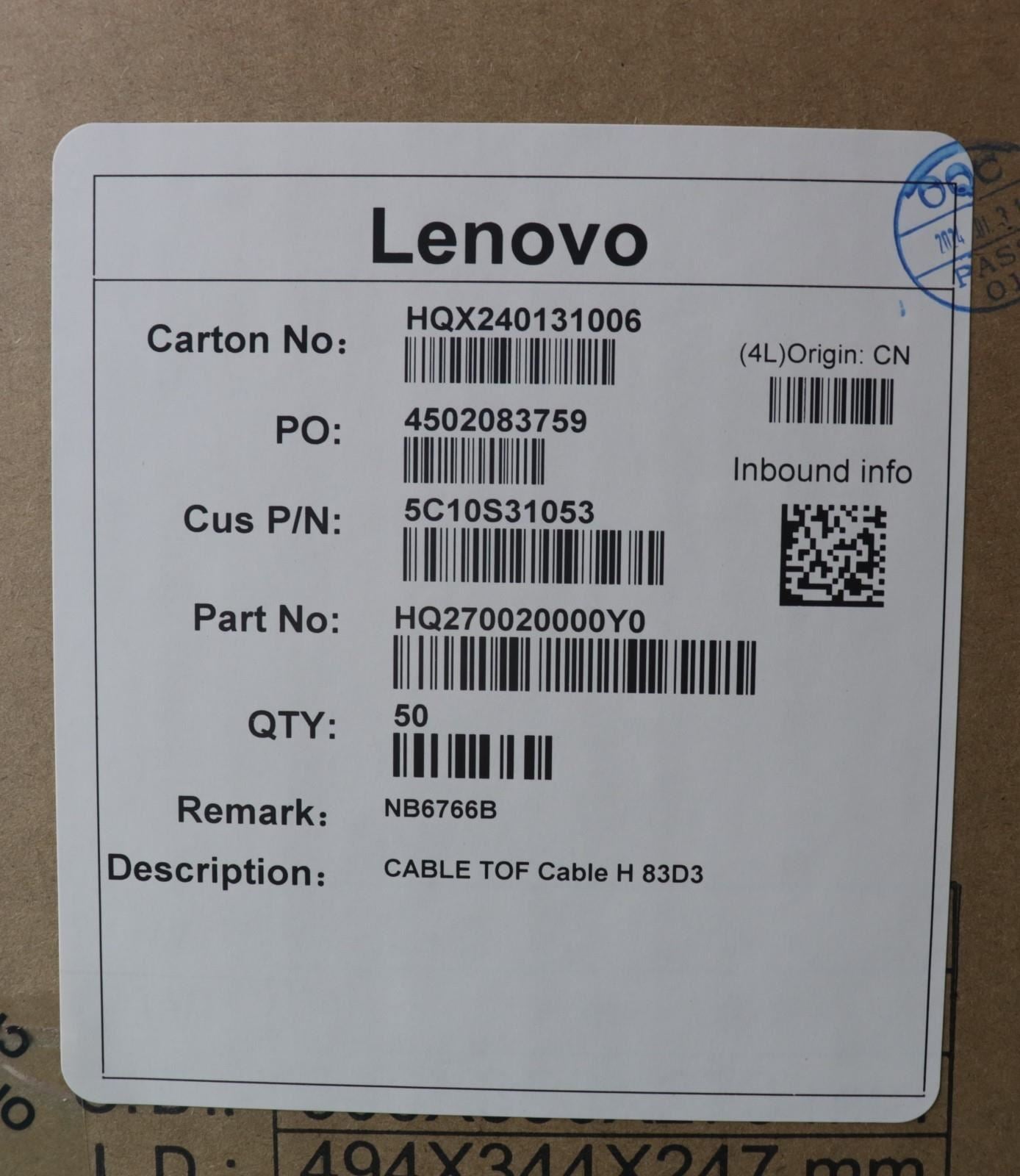 Lenovo TOF Cable H 83D3 5C10S31053