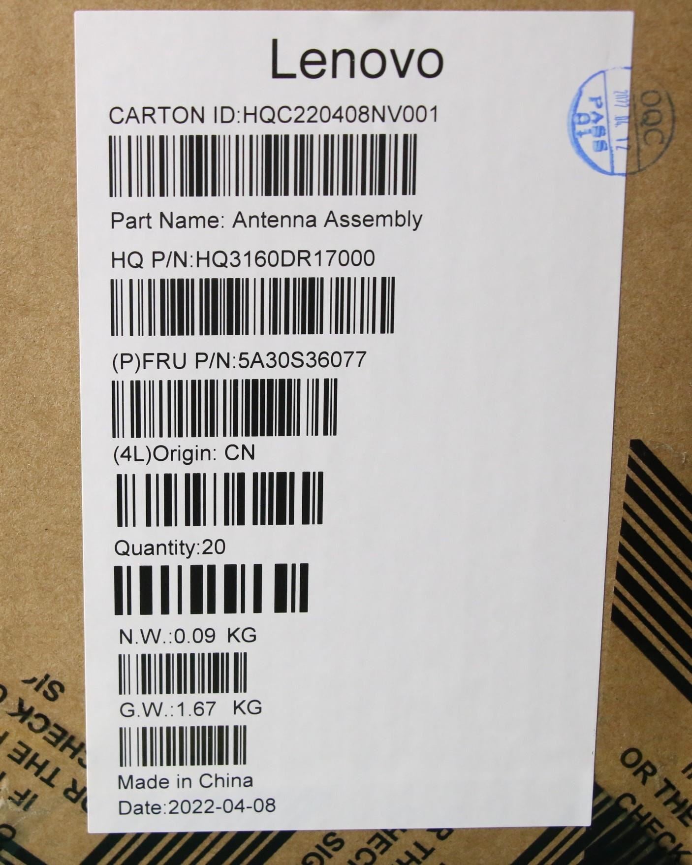 Lenovo Antenna H 82T6 Main+AUX 5A30S36077