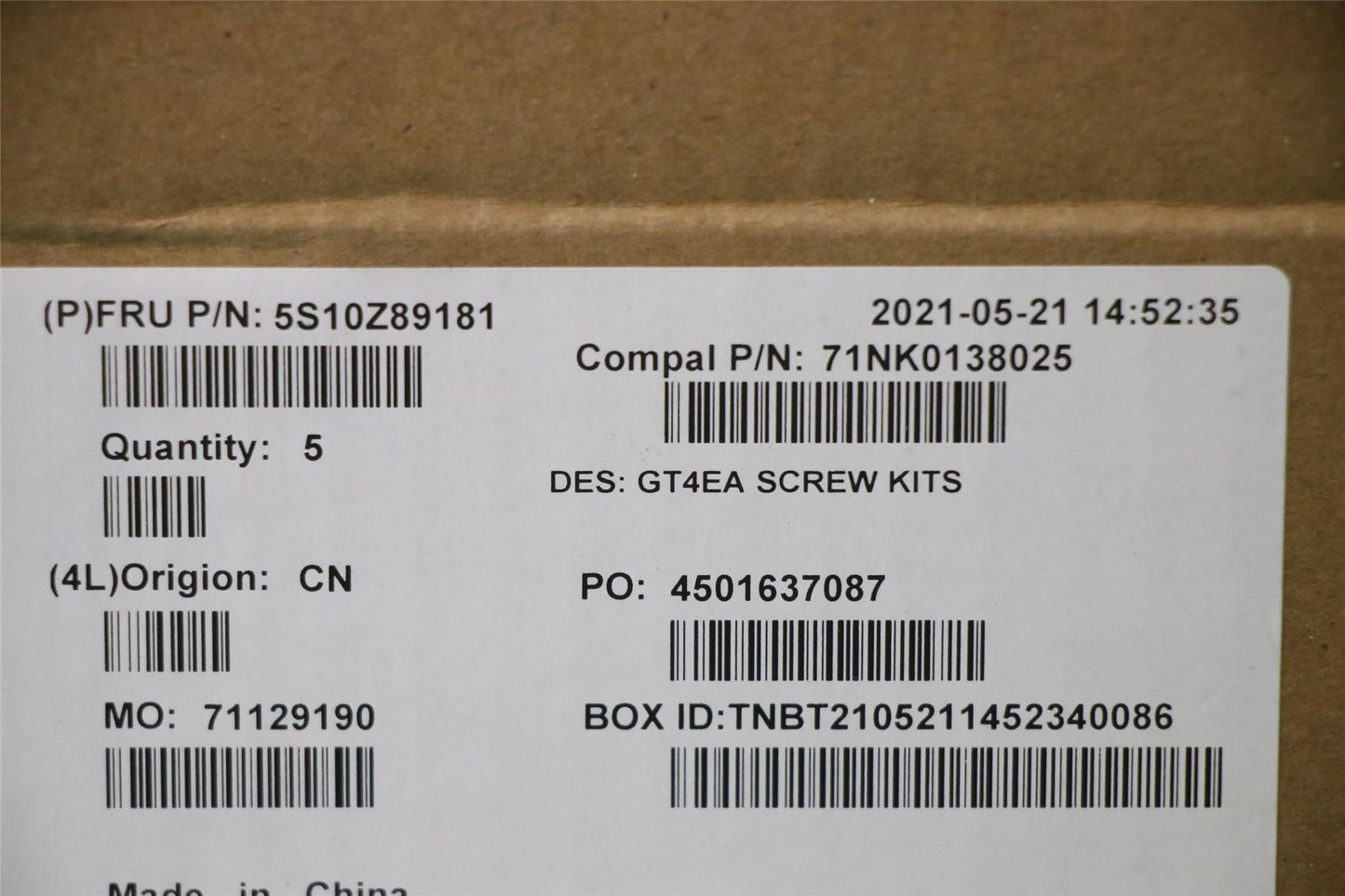Lenovo SCREW FRU SCREW kits 5S10Z89181