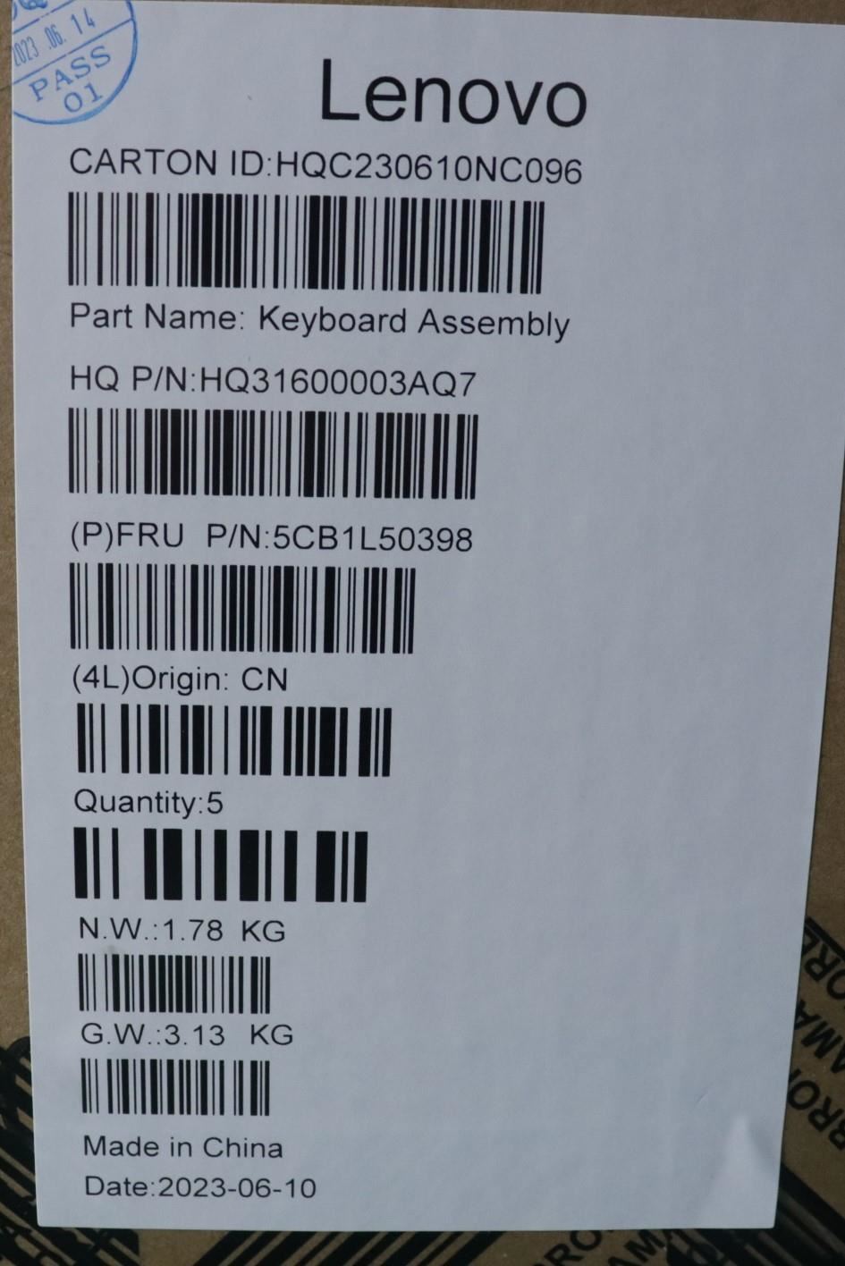 Lenovo Upper Case ASM_BEL H 83BS FP ARGY 5CB1L50398