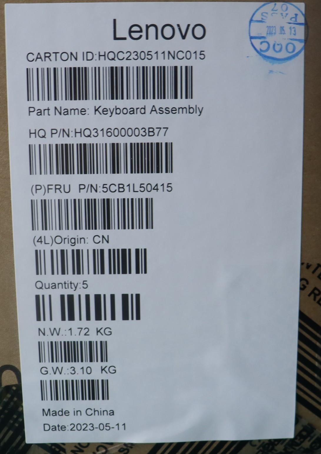 Lenovo COVER Upper Case ASM_NORDIC H83BSNFPARGY 5CB1L50415