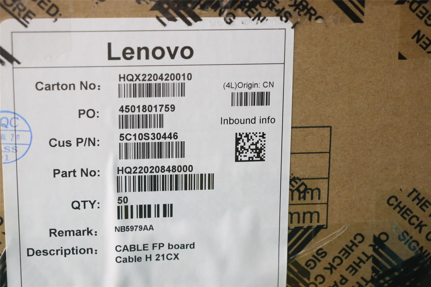 Lenovo FP board Cable H 21CX 5C10S30446