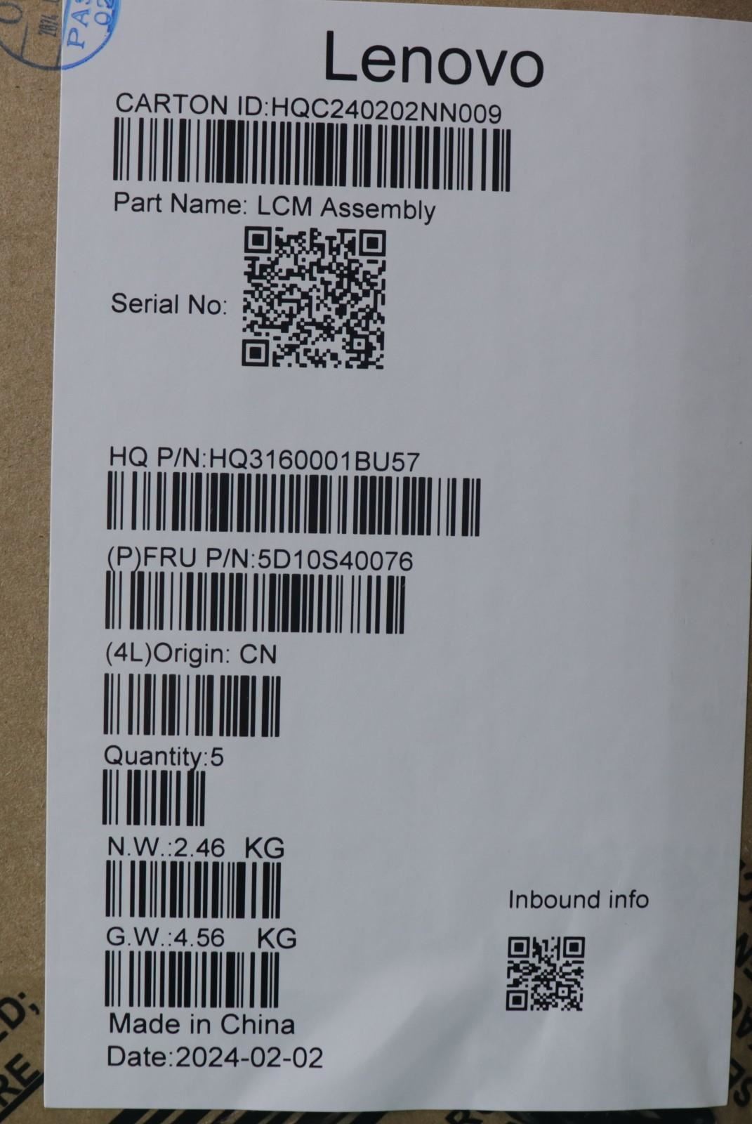 Lenovo LCD MODULE H 83DT GL300N FHD_CB 5D10S40076