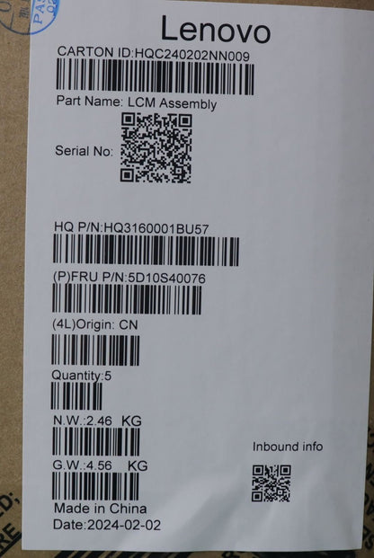 Lenovo LCD MODULE H 83DT GL300N FHD_CB 5D10S40076