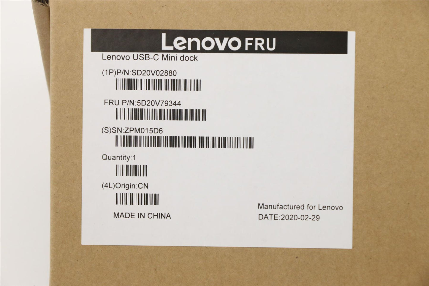 Lenovo USB-C Mini Dock Docking Station Black 5D20V79344