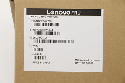 Lenovo USB-C Mini Dock Docking Station Black 5D20V79344