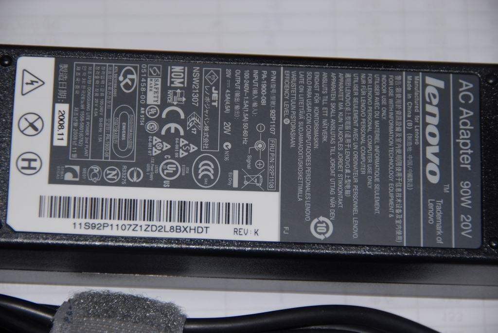 Lenovo Liteon 92P1107 AC Charger Adapter 36001405
