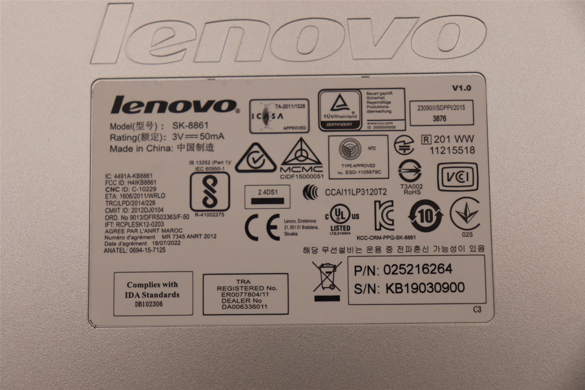 Lenovo Liteon SK-8861(ES) 2.4G KB-improved8 Spanish Keyboard 25216264