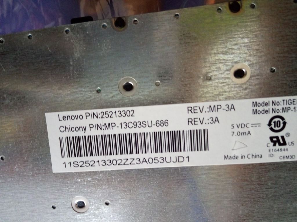 Lenovo CCY RU102Key BlackFrame KBDw8 Keyboard 25213302