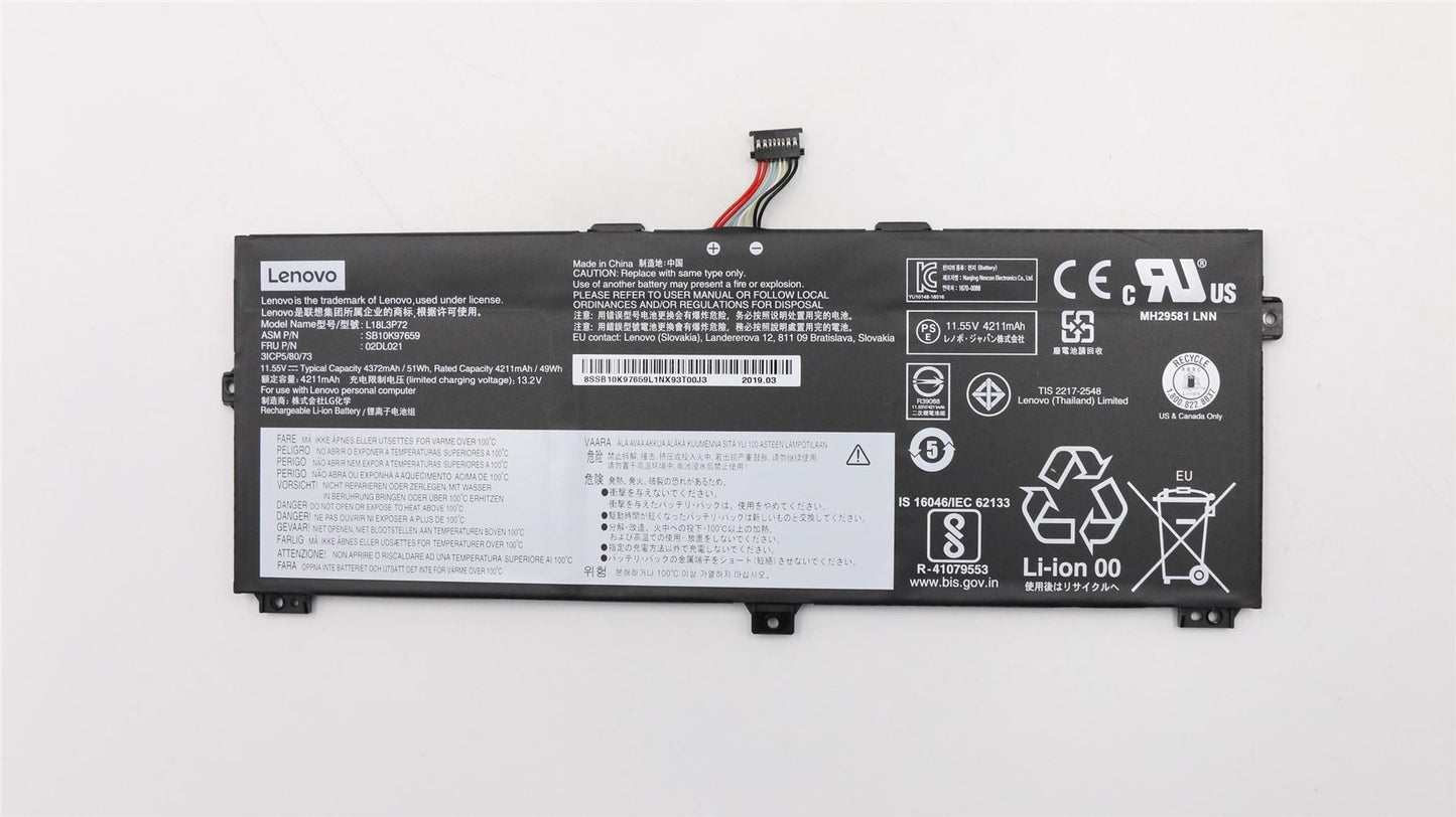 Lenovo Yoga X13 1 X390 Battery 11.52V 50Wh 02DL021