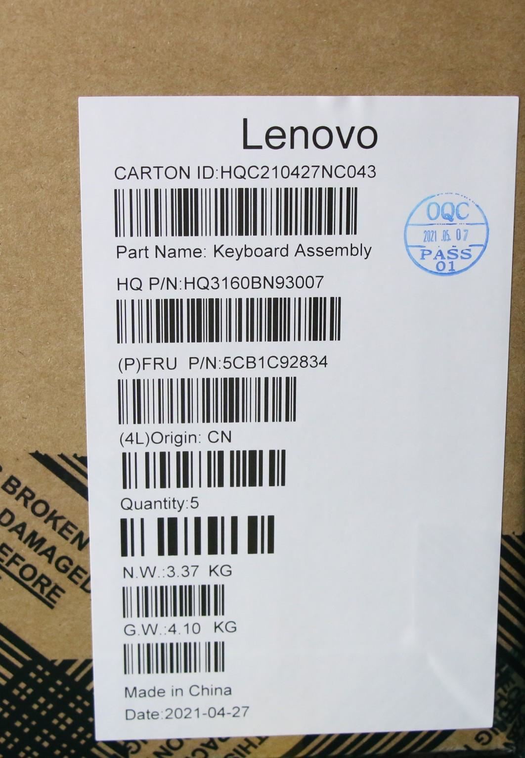 Lenovo Upper Case ASM_ENG H 82KN AB 5CB1C92834