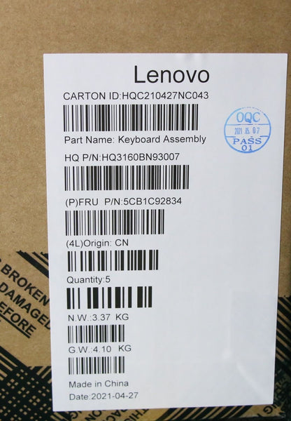 Lenovo Upper Case ASM_ENG H 82KN AB 5CB1C92834