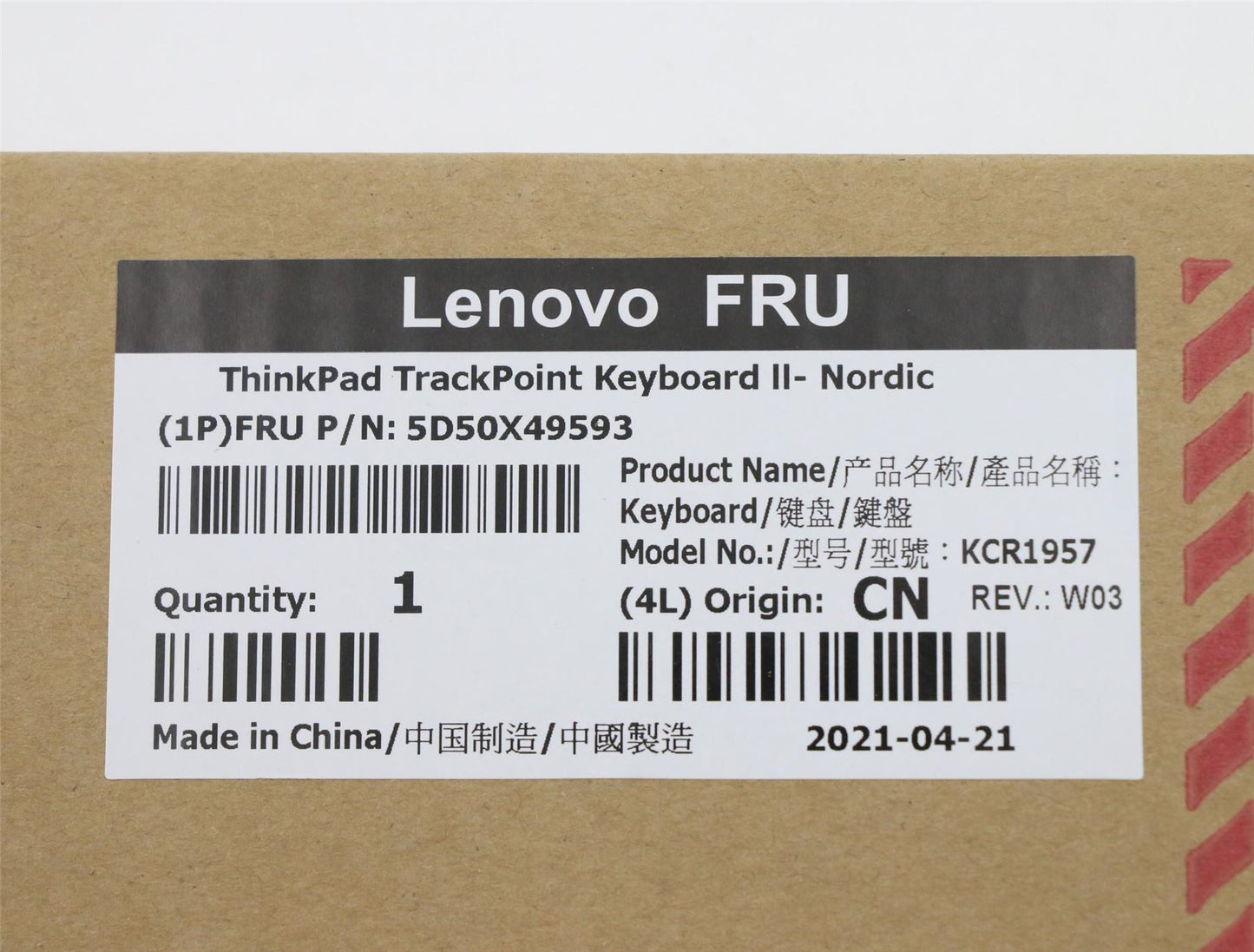 Lenovo TrackPoint KBD-Nordic 5D50X49593