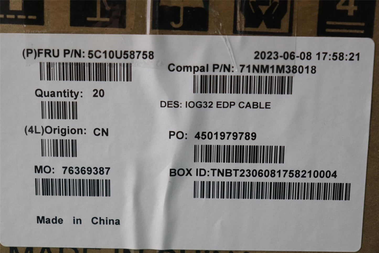 Lenovo Fru,H-CONN SET 7HQ C/B-LCD_ED 5C10U58758