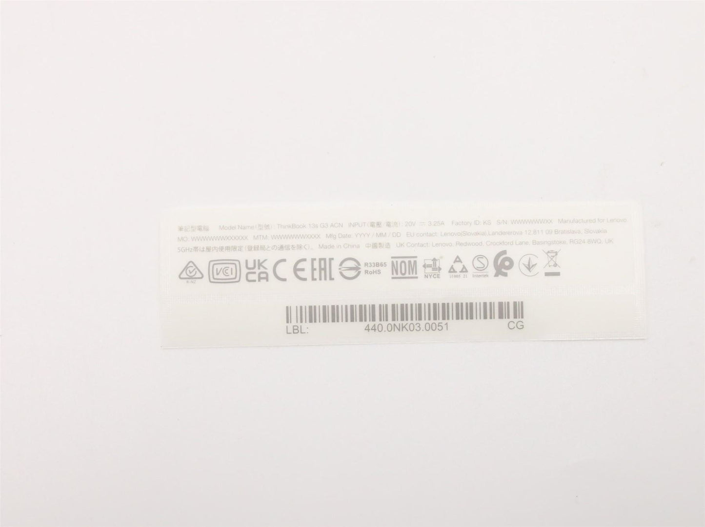 Lenovo Label W 20YA GEO KIT 5L10W35103