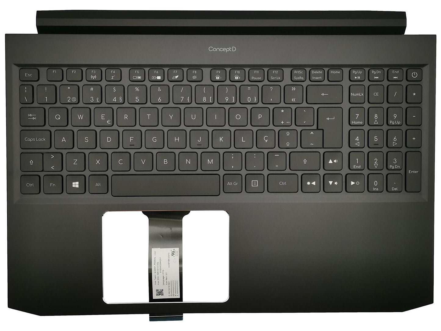 Acer ConceptD CN515-71P Palmrest Cover Keyboard Portuguese Black 6B.C4WN2.022