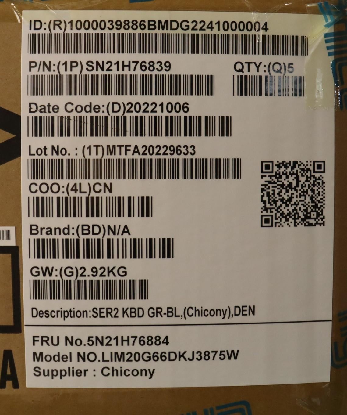 Lenovo ThinkPad X13 Gen 3 L13 Gen 4 L13 Gen 3 Keyboard Danish Grey 5N21H76884