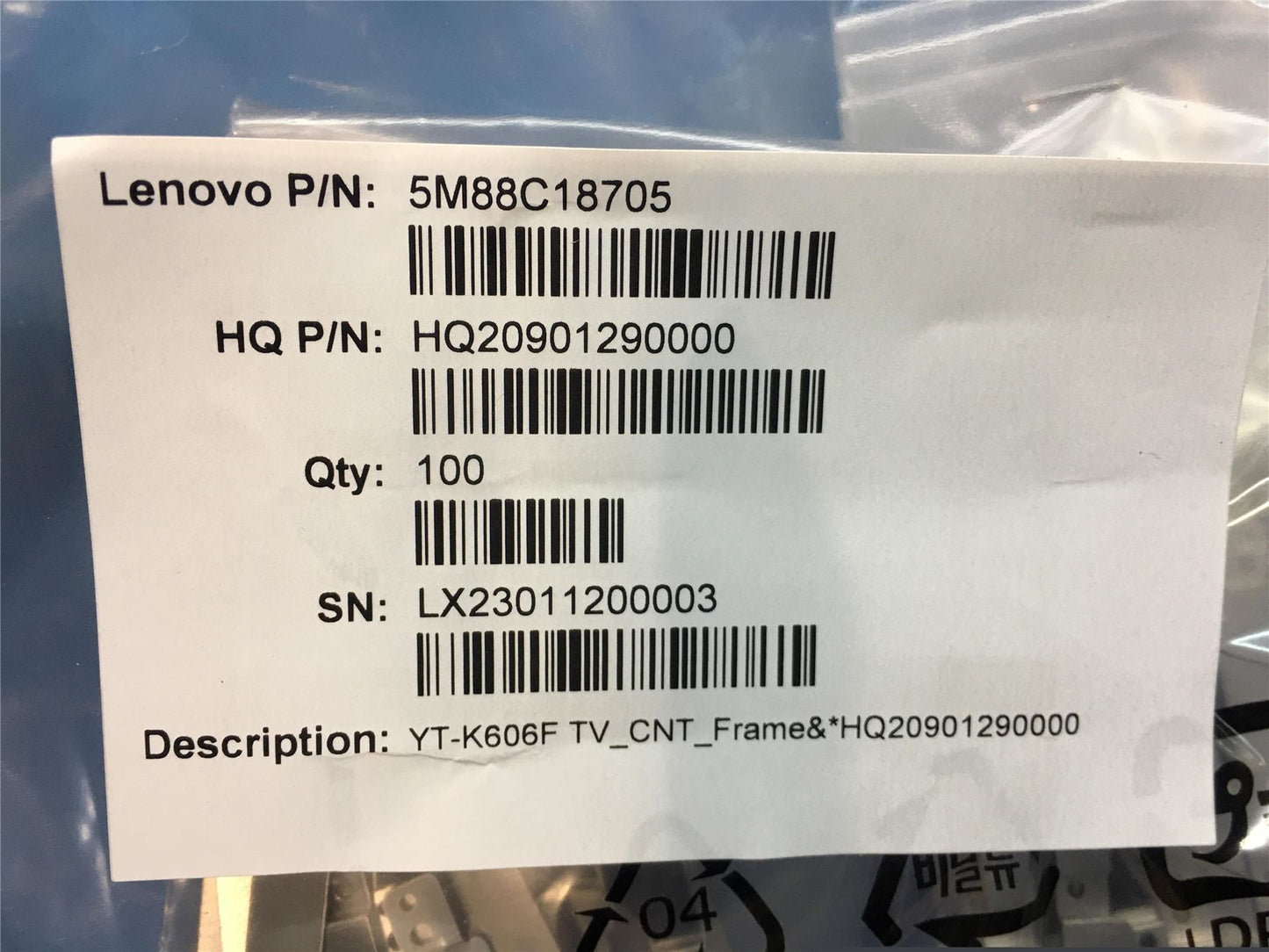 Lenovo YT-K606F TV_CNT_Frame&*HQ20901290000 5M88C18705