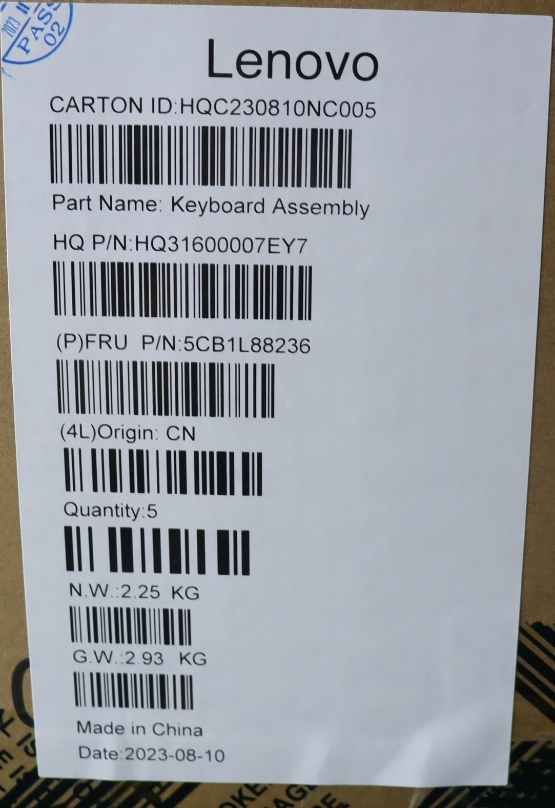 Lenovo COVER Upper Case ASM_GER_H 83E0_NFP_MIGY 5CB1L88236