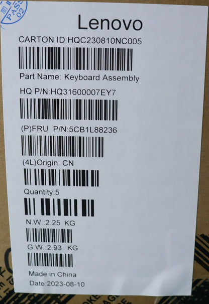 Lenovo COVER Upper Case ASM_GER_H 83E0_NFP_MIGY 5CB1L88236