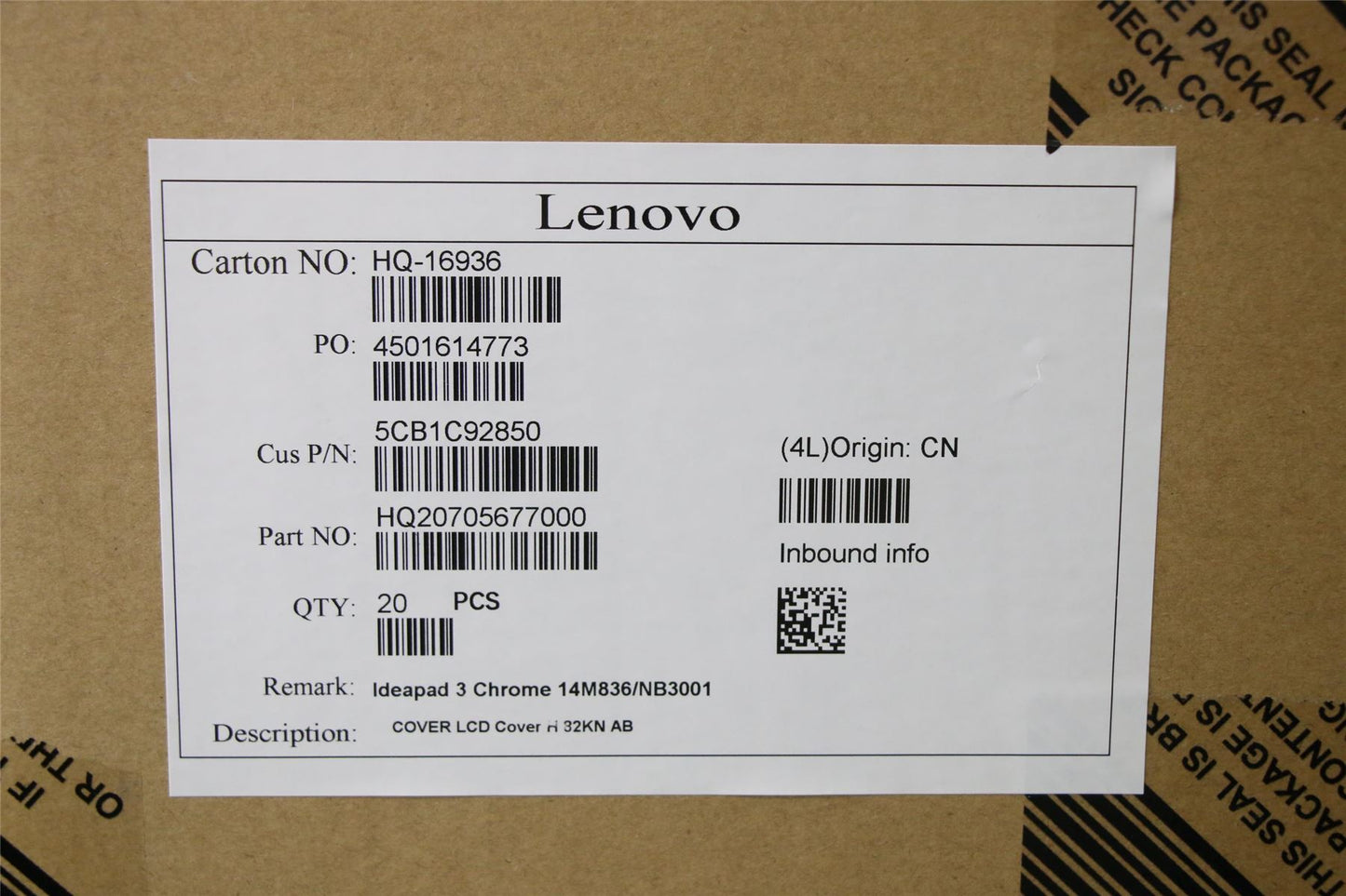 Lenovo Chromebook 14M836 LCD Cover Rear Back Housing Blue 5CB1C92850