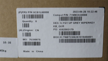 Lenovo Legion S7 16IRH8 Keyboard Palmrest Top Cover German Grey 5CB1L68008
