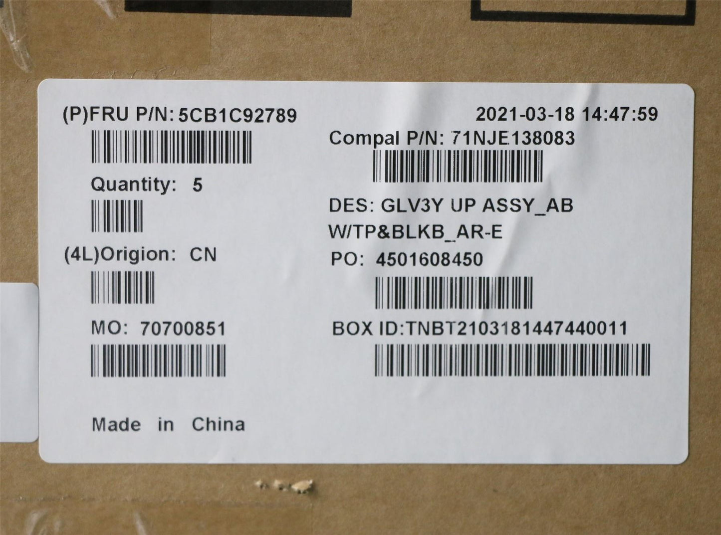 Lenovo Yoga 14s ITL Palmrest Cover Touchpad Keyboard Arabic Backlit 5CB1C92789