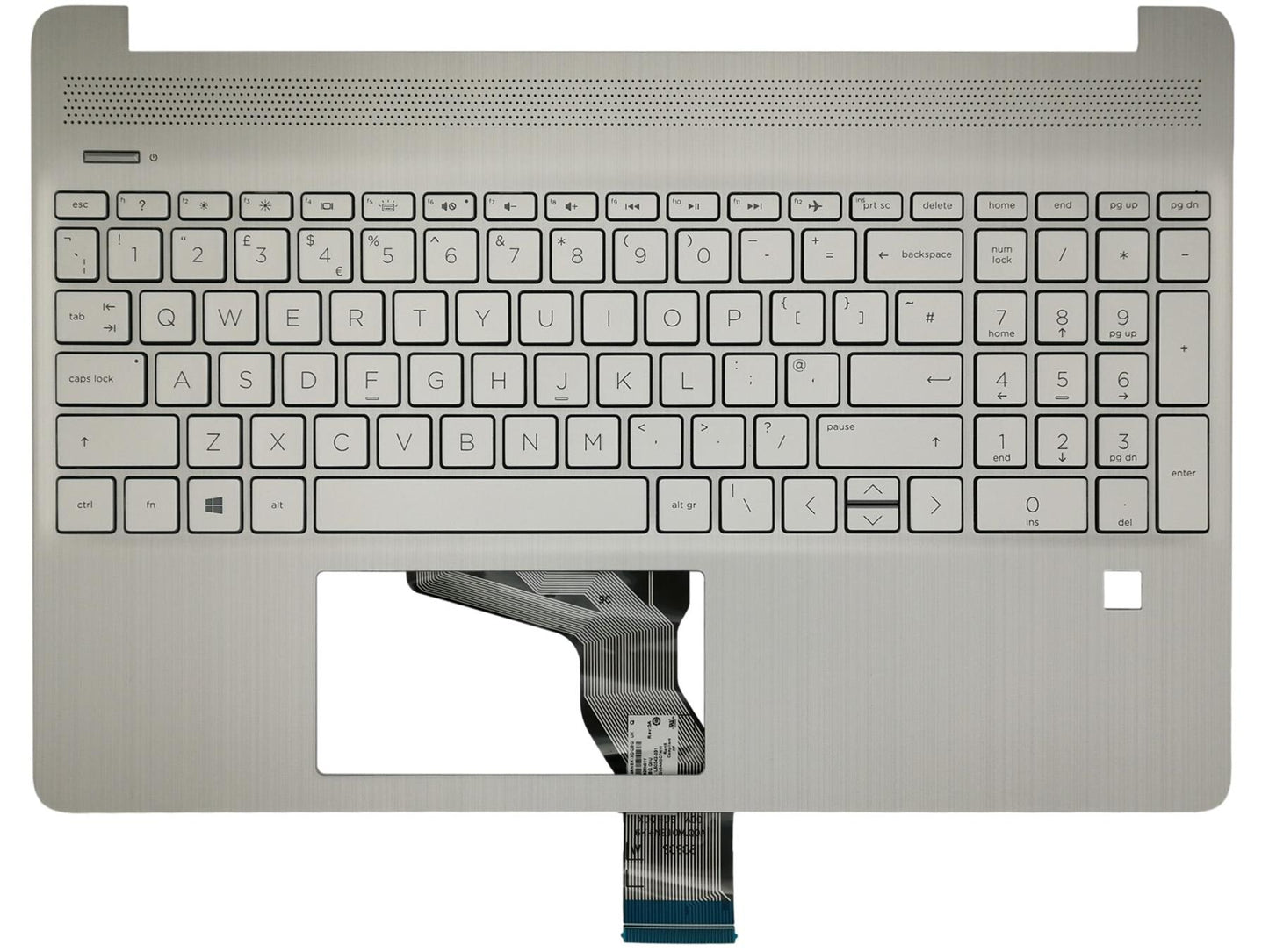 Genuine HP 15S-FQ 15S-EQ Palmrest Cover Keyboard UK Silver Backlit L63579-031