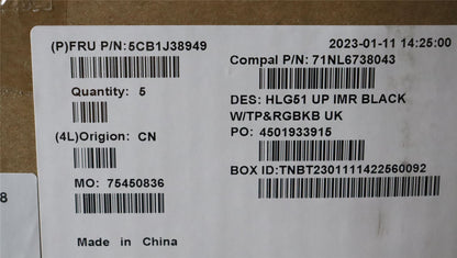 Lenovo IdeaPad 3 16ARH7 Palmrest Cover Touchpad Keyboard UK Black 5CB1J38949
