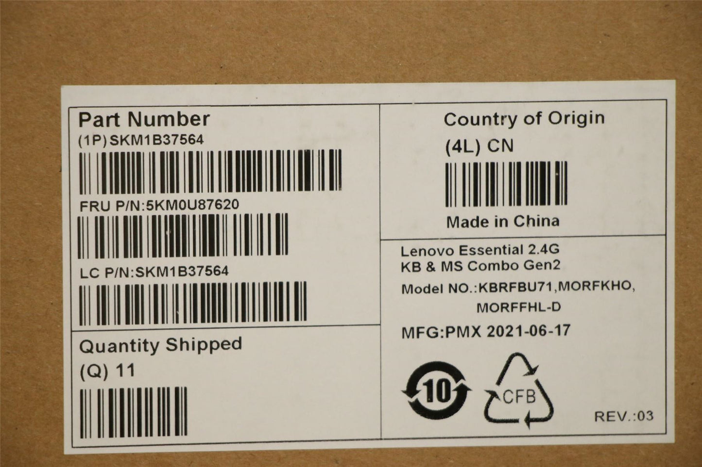 Lenovo IdeaCentre 3-27ITL6 3-24ADA6 3-27ALC6 Wireless Keyboard Mouse 5KM0U87620
