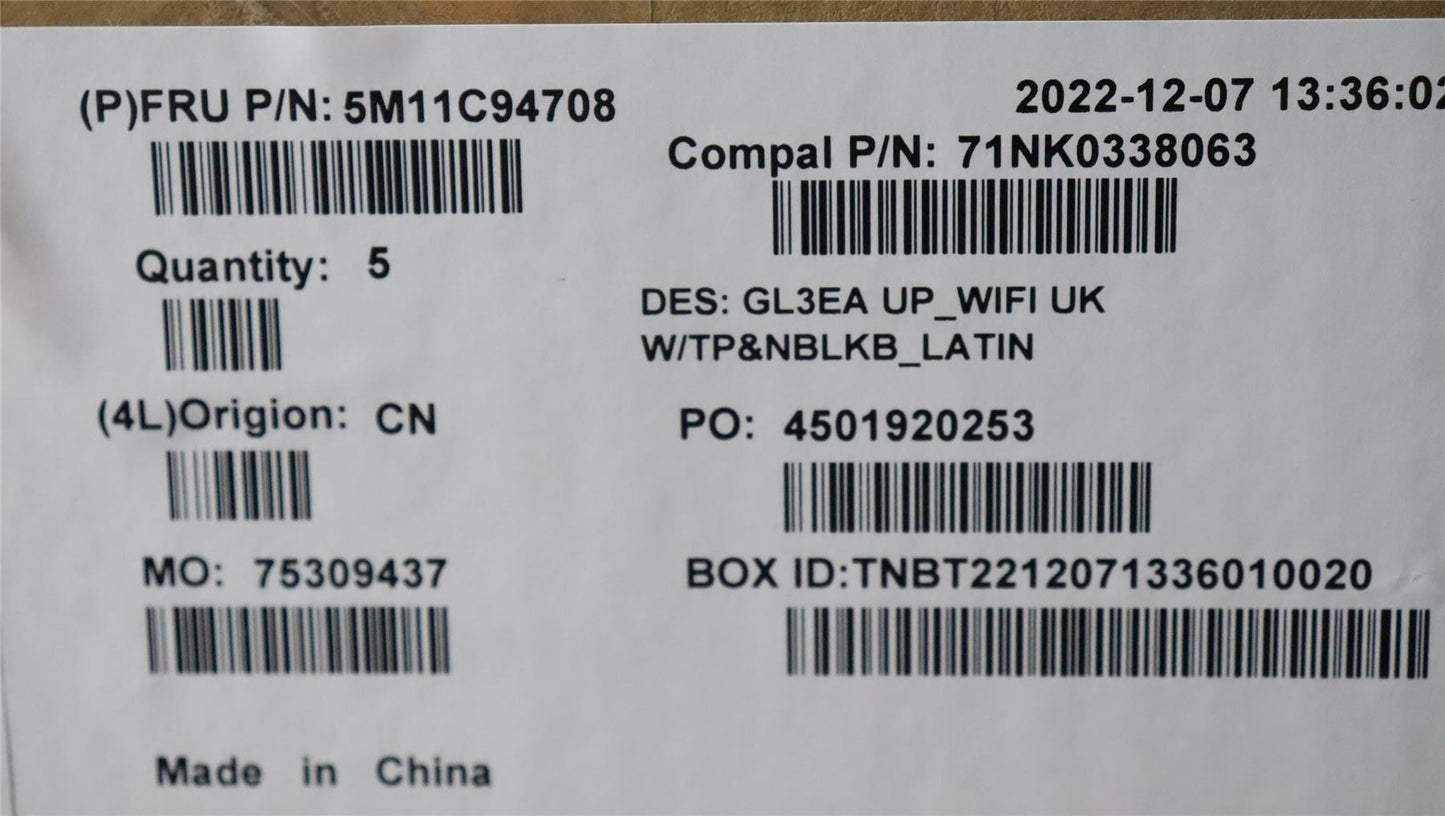 Lenovo MECH_ASM FRU Cc WIFI w/TP&NBLKB_LA SPA 5M11C94708