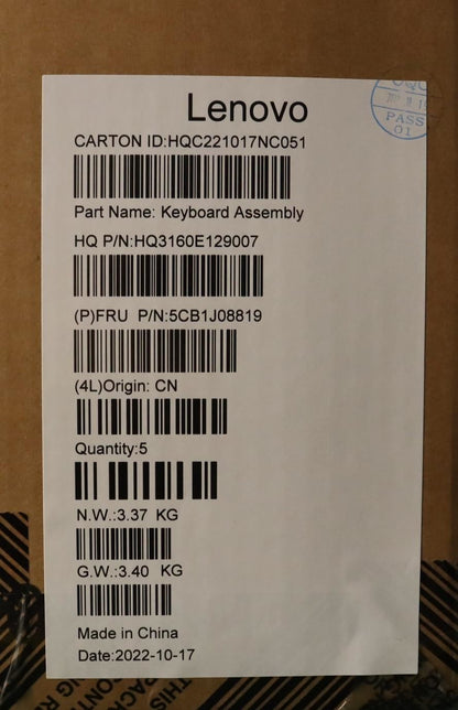 Lenovo IdeaPad 5 16ARH7 Palmrest Cover Touchpad Keyboard US Euro 5CB1J08819