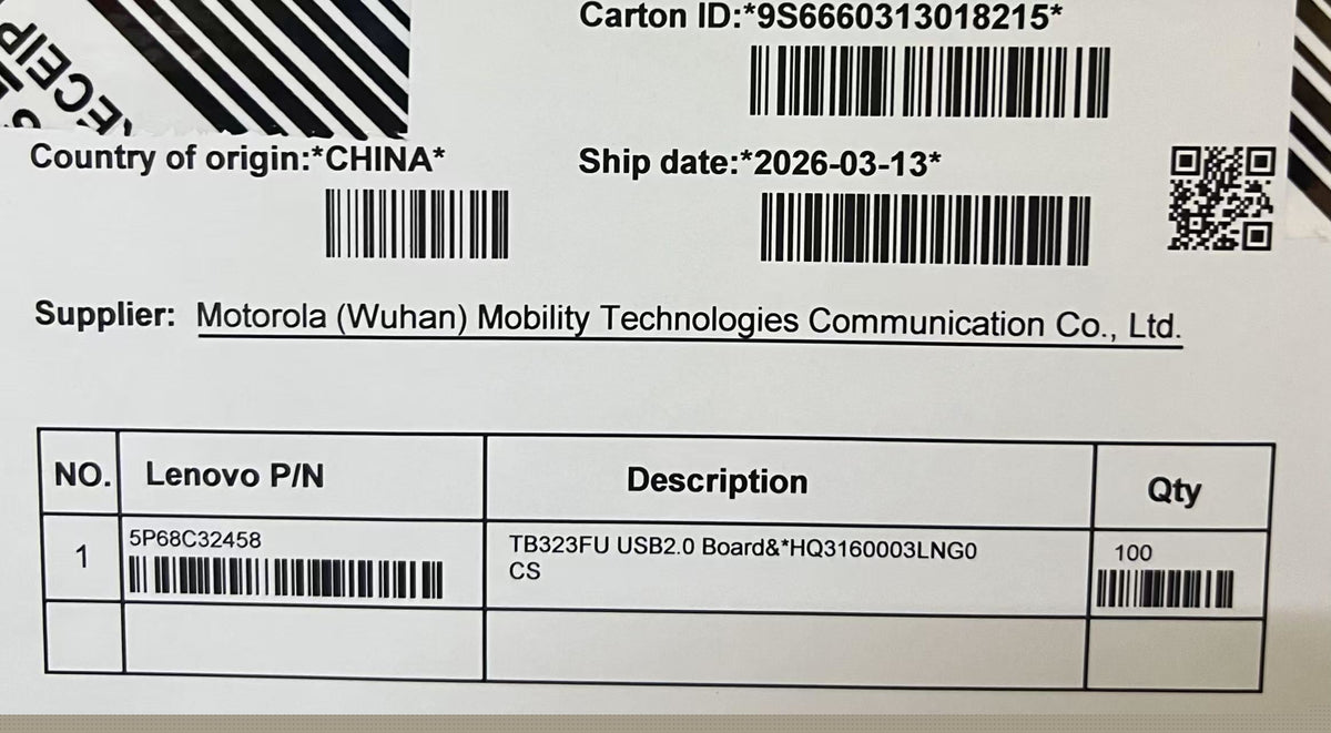 Lenovo TB323FU USB2.0 Board&*HQ3160003LNG0 CS USB 2.0 Board 5P68C32458