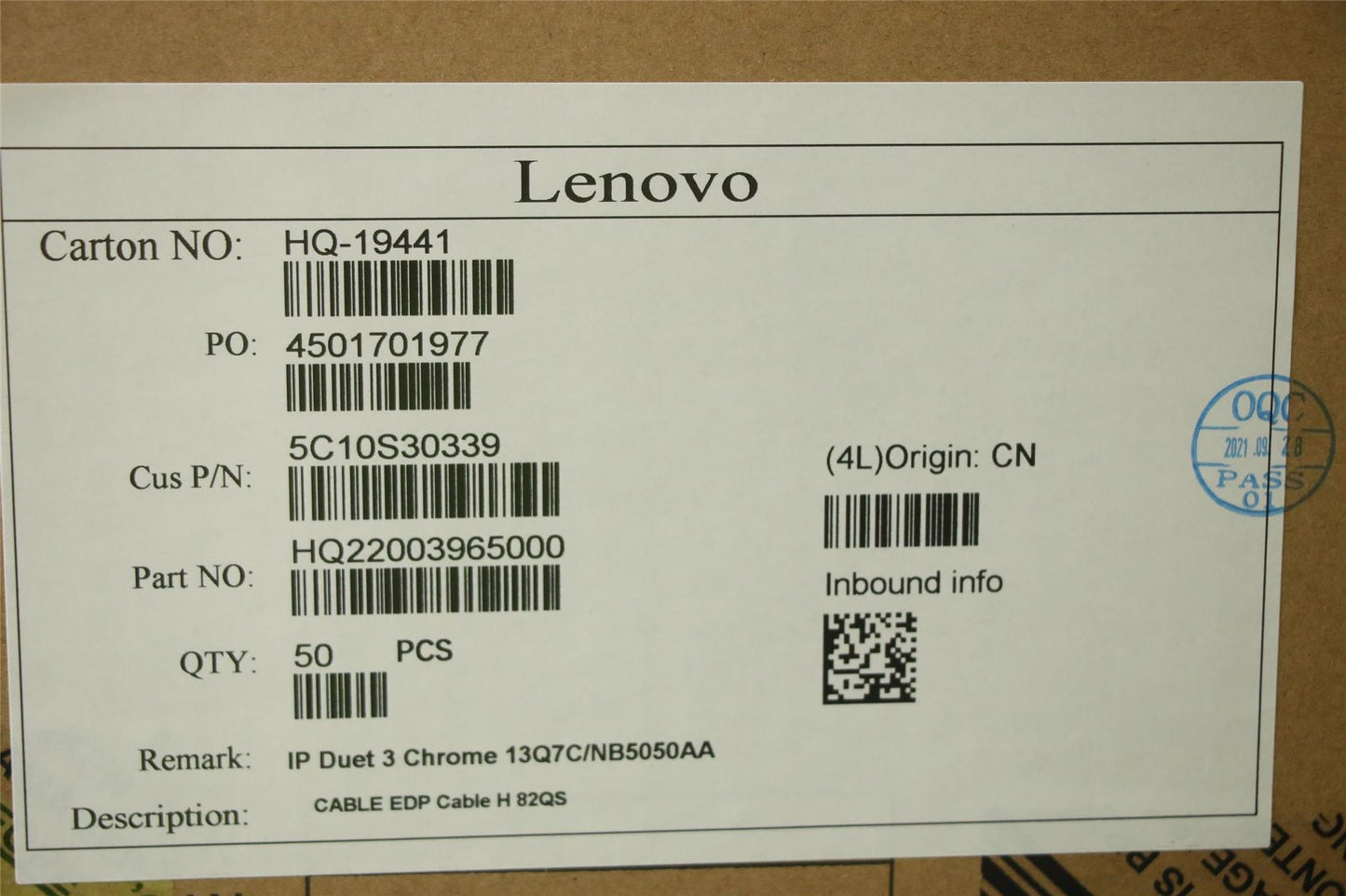 Lenovo Duet Duet 5 Chromebook 13Q7C6 Cable Lcd Screen Display LED 5C10S30339