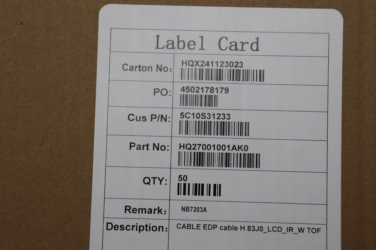 Lenovo H 83J0_LCD_IR_W TOF LCD Display eDP IR Cable 5C10S31233