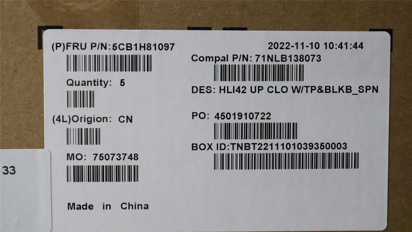 Lenovo UpperCaseASM_SPA C82SH CloBL 5CB1H81097