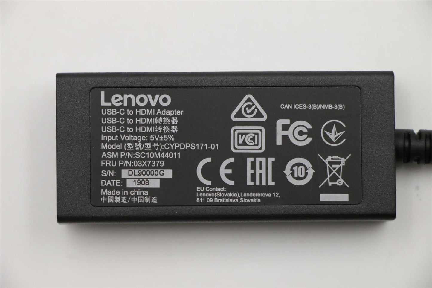 Lenovo Yoga 720-13IKB 720-15IKB 730-13IKB USB-C to HDMI Adapter Cable 03X7379