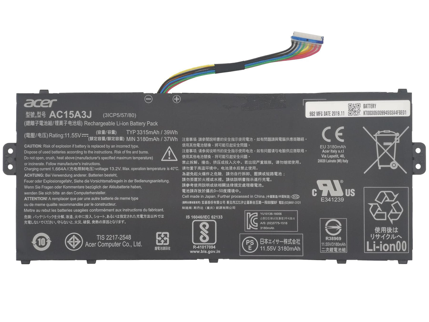 Acer CB311-8H CB311-8HT CP311-1H CP311-1HN Battery Power Supply KT.00305.009