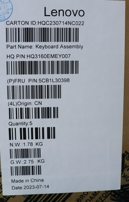Lenovo IdeaPad 5 14ARP8 Palmrest Cover Touchpad Keyboard US Euro 5CB1L30398