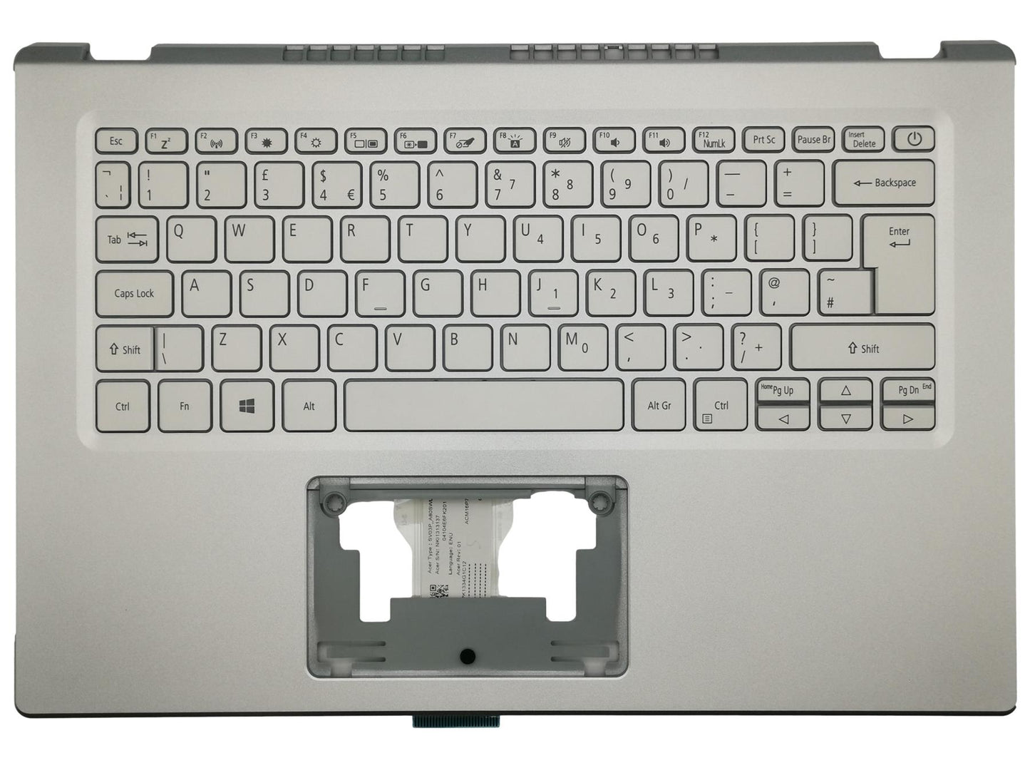 Acer Aspire A514-54 Palmrest Cover Keyboard UK Silver Backlit 6B.A4VN2.013