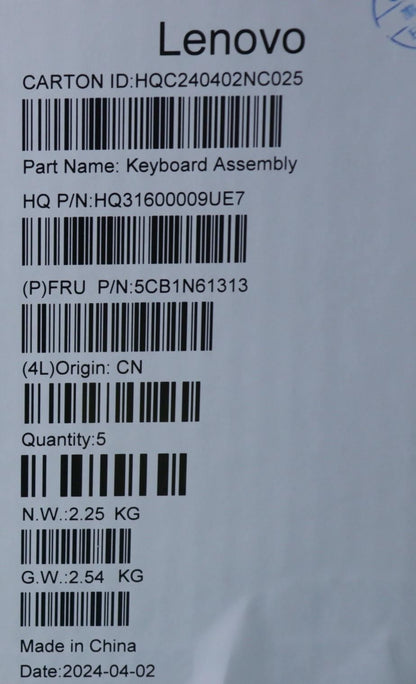 Lenovo Upper Case ASM_HBW H83DR LG STO GY 5CB1N61313