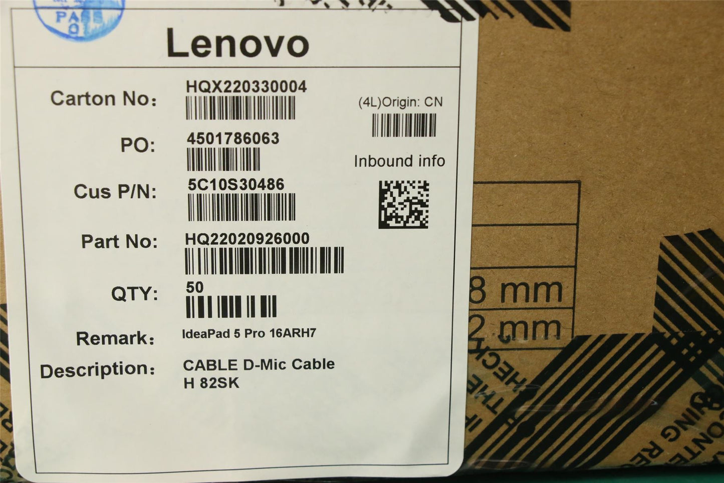 Lenovo D-Mic Cable H 82SK 5C10S30486
