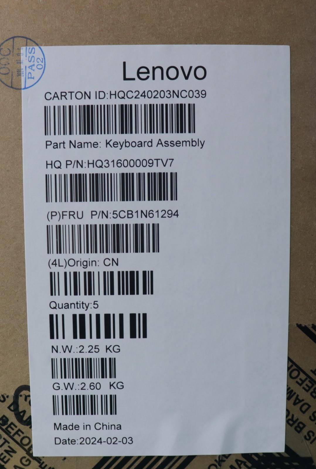 Lenovo Upper Case ASM_ENG H83DR LG STO GY 5CB1N61294